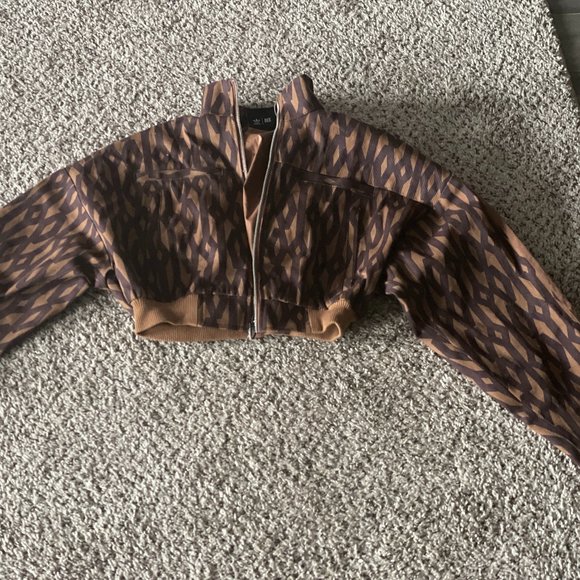 Brown Adidas Ivy park monogram crop jacket - Picture 1 of 1